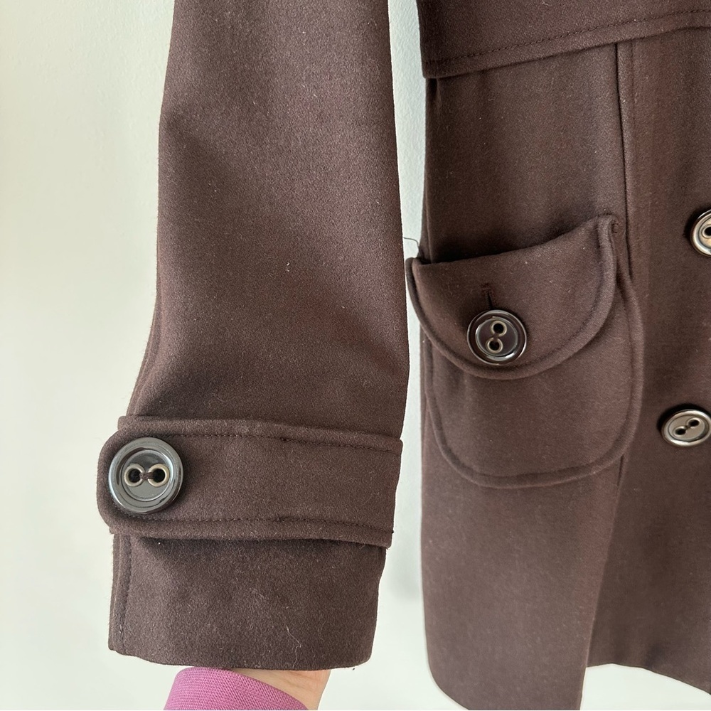Tulle Anthropologie Vintage Peacoat Brown Coat Retro Patterned Winter Outerwear - Picture 8 of 16